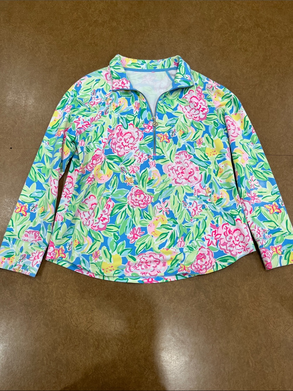 Lilly Pulitzer Skipper Popover Multi Grove 1/4 -Zip Pullover - Pink, Green & Blu